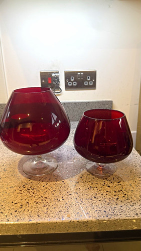 Pair red clear glass - pair,